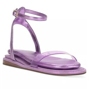Jessica Simpson Betania Metallic Pale Purple Flat Sandals Clear Strap Womens 7M